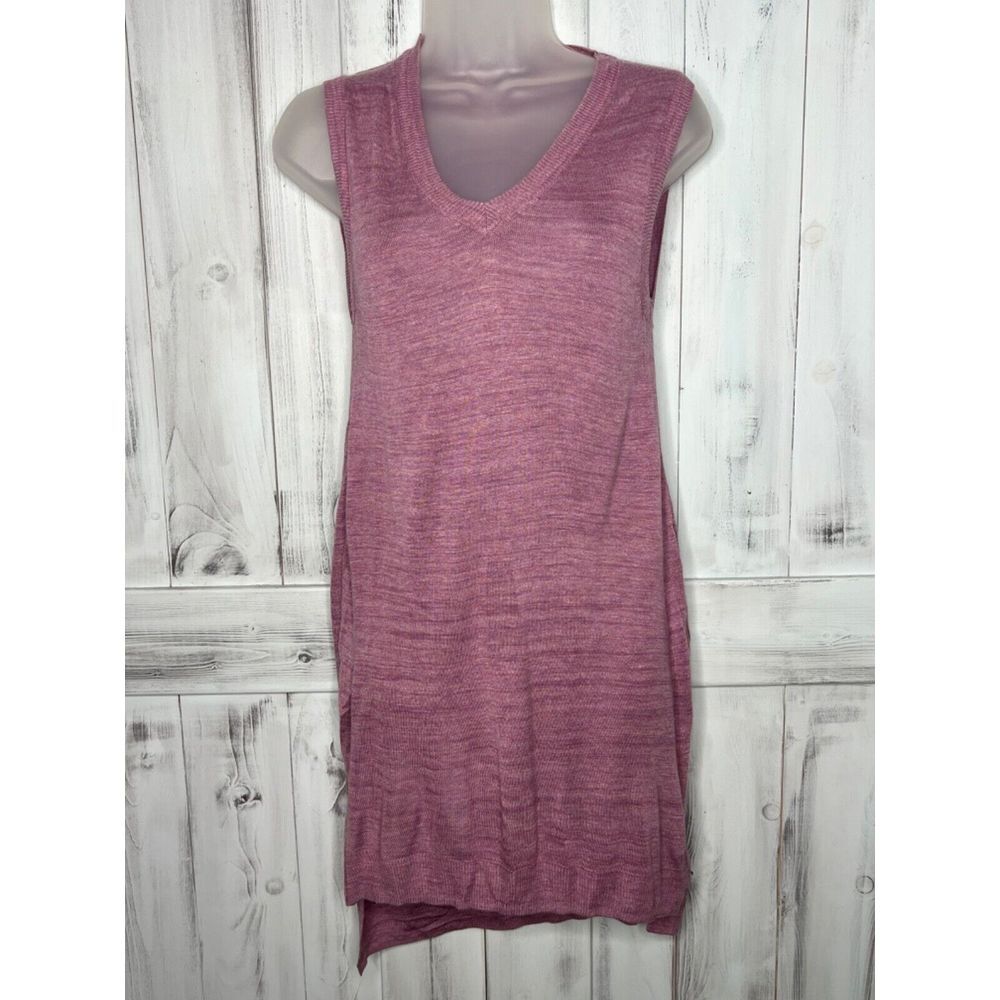THE LIMITED HEATHERED PURPLE SLEEVELESS V-NECK SOFT LIGHTWEIGHT TUNIC SWEATER XS